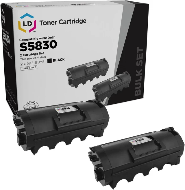 Main image of LD Compatible Toner Cartridge Replacement for Dell Laser S5830dn 593-BBYS High Yield (Black, 2-Pack)