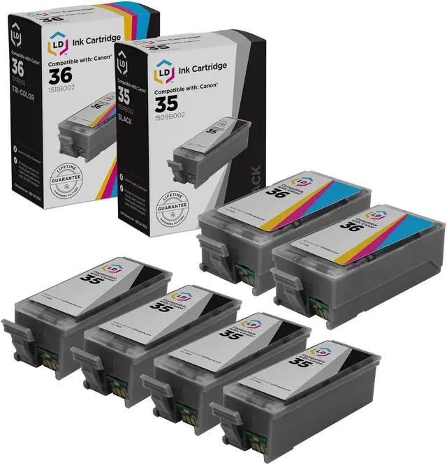 Alt view image 2 of 7 - ld compatible ink cartridge replacements for canon pgi35 & cli36 (4 black, 2 color, 6-pack)