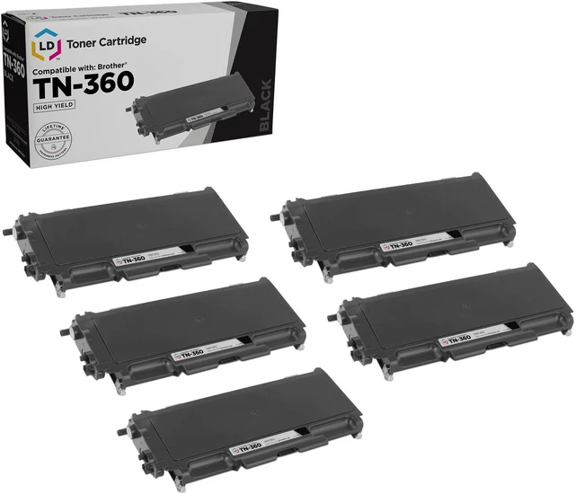 Alt view image 3 of 8 - LD © Compatible Brother TN360 (TN330) Set of 5 HY Black Cartridges for DCP-7030, DCP7-7040, DCP-7045N, HL-2140, HL-2150N, HL-2170W, MFC-7320, MFC-7340, MFC-7345DN, MFC-7345N, MFC-7440N, MFC-7840W