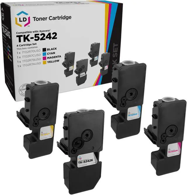 Main image of LD Products Compatible Toner Cartridge Replacement for Kyocera TK-5242 (Black, Cyan, Magenta, Yellow, 4 Cartridge Pack)