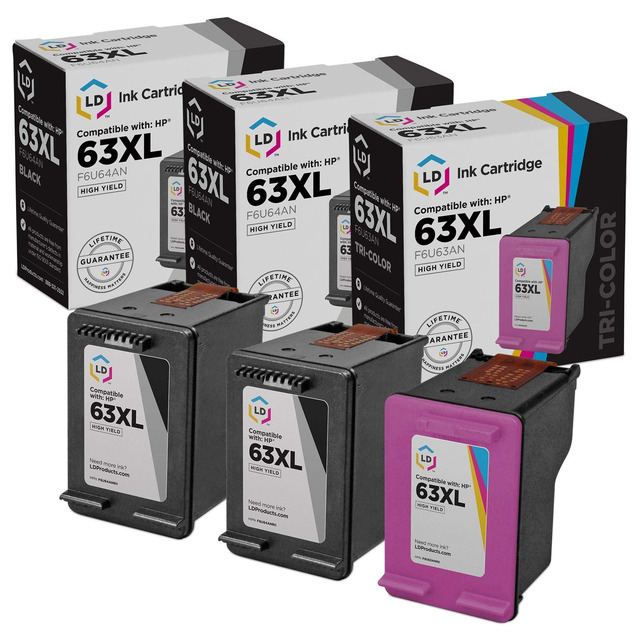 thumbnail image 2 of 3-Pack 63XL Remanufactured Ink Cartridges Compatible With HP Officejet 3830 3831 3832 (F6U64AN, F6U63AN) 2 of 4