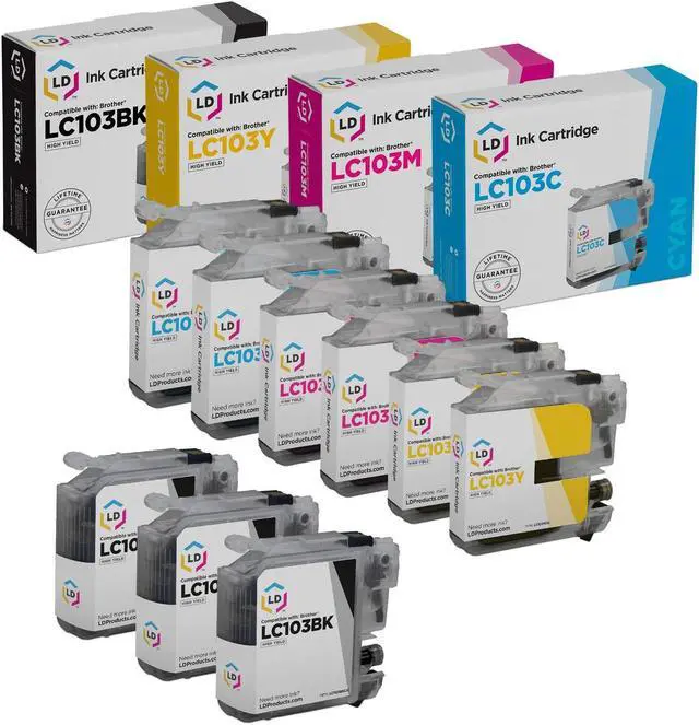 Main image of LD Products Compatible Ink Cartridge Replacement for Brother LC103 High Yield (3 Black, 2 Cyan, 2 Magenta, 2 Yellow, 9-Pack)