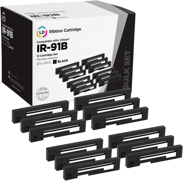 Main image of LD Compatible Printer Ribbon Cartridge Replacement for Citizen IR-91B (Black, 12-Pack)