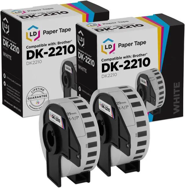 Main image of LD Products Compatible White Paper Tape Roll Replacement for Brother DK-2210 1.1 in x 100 ft (2-Pack)