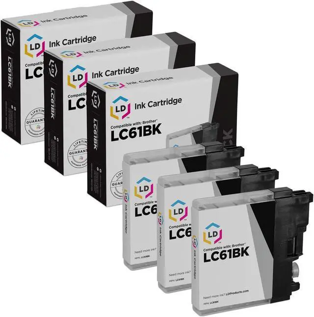 Main image of LD Products Compatible Ink Cartridge Replacement for Brother LC61BK (Black, 3-Pack)