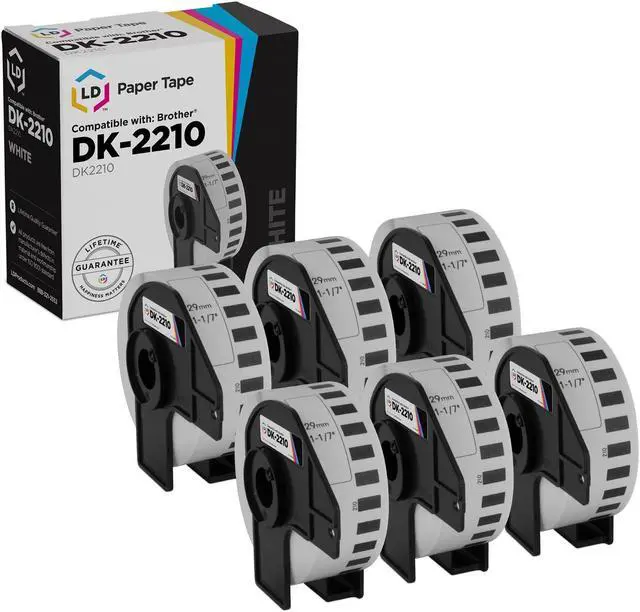 Main image of LD Products Compatible White Paper Tape Roll Replacement for Brother DK-2210 1.1 in x 100 ft (6-Pack)