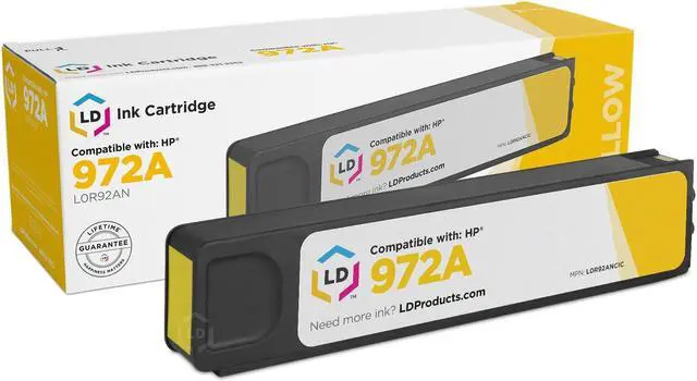 Main image of LD Products Compatible Ink Cartridge Replacements for HP 972A L0R92AN (Single Yellow)