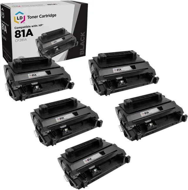 Main image of LD Products Compatible Toner Cartridge Replacement for HP 81A CF281A (Black, 5-Pack) for use in LaserJet flow MFP M630z, M604dn, M604n, M605n, M605x Printers
