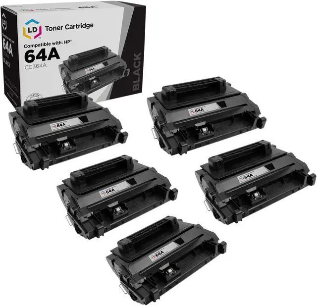 Main image of LD Products Compatible Replacement for HP 64 64A Toner Cartridge CC364A Standard Yield (Black, 5-pack)