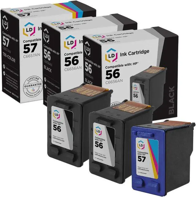 Main image of LD Products Remanufactured Ink Cartridge Replacement for HP 56 & HP 57 (2 Black, 1 Color, 3-Pack)