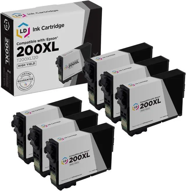 Main image of LD Products Ink Cartridge Replacements for Epson 200XL 200 XL T200XL120 High Yield (Black, 6-Pack) for use in XP-200, XP-300, XP-310, XP-400, XP-410, WF-2520, WF-2530, WF-2540