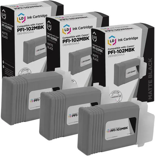 Main image of LD Products Compatible Ink Cartridge Replacement for Canon PFI-102MBk 0894B001AA (Matte Black, 3-Pack)