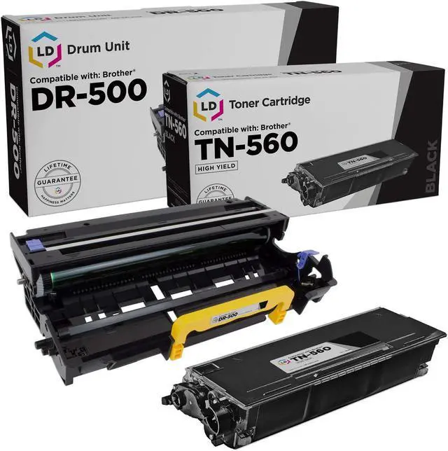 Main image of LD Products Compatible Toner Cartridge & Drum Unit Replacements for Brother TN-560 High Yield & DR-500 (1 Toner, 1 Drum, 2-Pack)