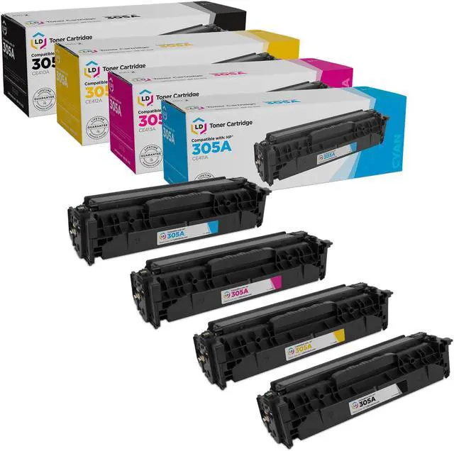 Main image of LD Products Compatible Toner Cartridge Replacements for HP 305A (Black, Cyan, Magenta, Yellow, 4-Pack) for use in LaserJet Pro 300 Color MFP M375nw, 400 Color: M451dn, M451dw, MFP M451nw & MFP M475dn