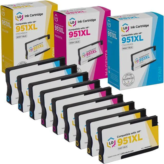 Main image of LD Products Compatible Ink Cartridge Replacement for HP 951XL High Yield (3 Cyan, 3 Magenta, 3 Yellow, 9-Pack)