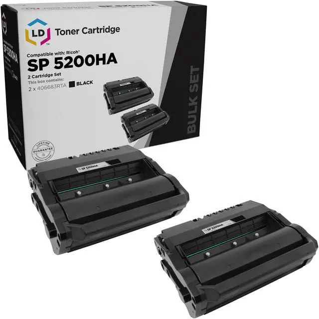 Main image of LD Products Remanufactured Toner Cartridge Replacement for Ricoh SP 5200HA 406683 (Black, 2-Pack)