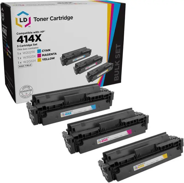 Main image of LD Products Compatible Toner Cartridge Replacements for HP 414X High Yield (Cyan, Magenta, Yellow, 3-Pack)