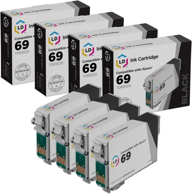 Main image of LD Products Remanufactured Ink Cartridge Replacements for Epson 69 T069120 (Black, 4-Pack)