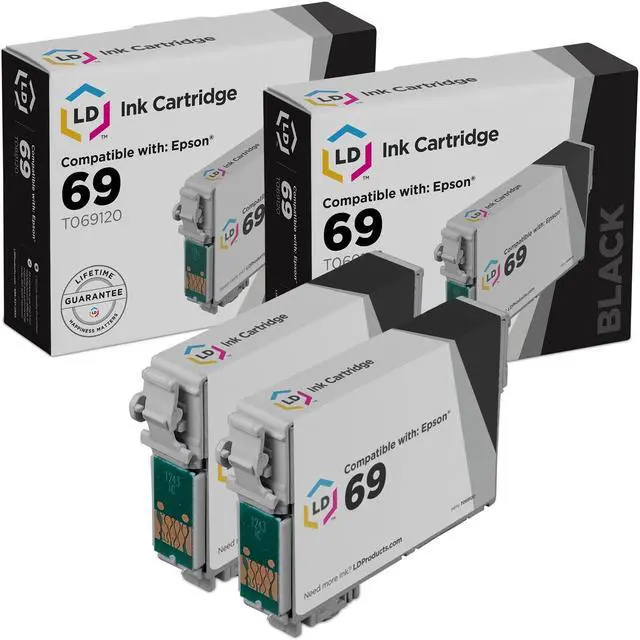 Main image of LD Products Remanufactured Ink Cartridge Replacements for Epson 69 T069120 (Black, 2-Pack)