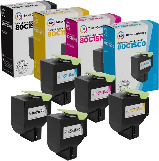 Main image of LD Products Remanufactured Toner Cartridge Replacement for Lexmark 801S (2 Black, 1 Cyan, 1 Magenta, 1 Yellow, 5-Pack)