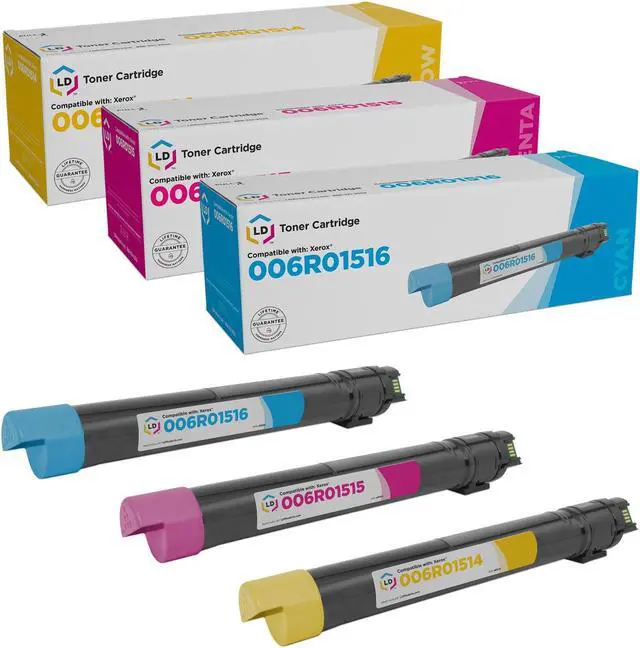 Main image of LD © Remanufactured Xerox WorkCentre Set of 3 Toner Cartridges: 1 6R1516 Cyan, 1 6R1515 Magenta, and 1 6R1513 Yellow
