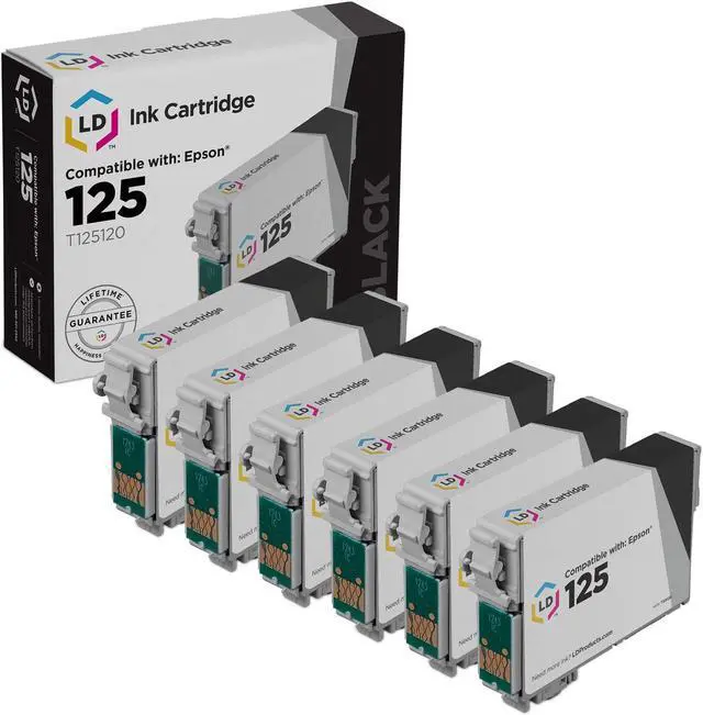 Main image of LD Products Remanufactured Ink Cartridge Replacement for Epson 125 T125120 (Black, 6-Pack)