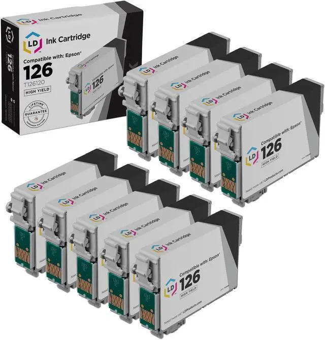 Main image of LD Products Replacement for Epson 126 Ink Cartridges T126120 T126 High Yield (Black, 9-Pack) for use in Workforce 435 520 635 645 WF-3520 WF-3530 WF-3540 WF-7010 WF-7510