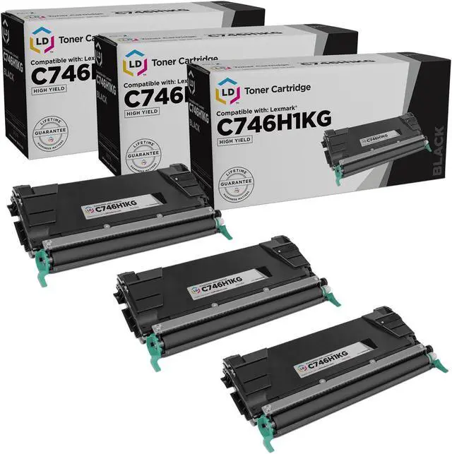 Main image of LD Products Remanufactured Toner Cartridge Replacement for Lexmark C748 C746H1KG High Yield (Black, 3-Pack)
