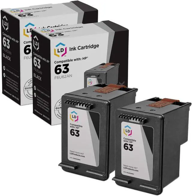 Main image of LD Products Remanufactured Ink Cartridge Replacement for HP 63 F6U62AN (Black, 2 Cartridge Pack)