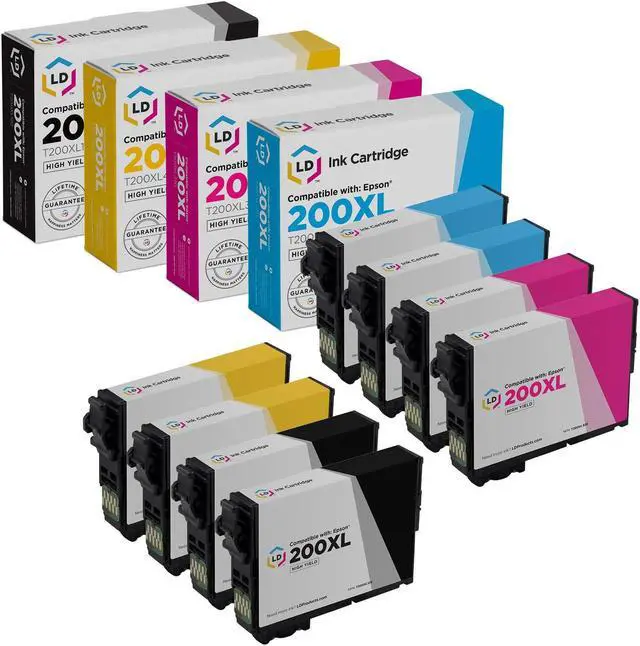 Main image of LD Products Remanufactured Replacements for Epson 200xl Ink Cartridges 200 XL High Yield for XP-200, XP-300, XP-310, XP-400, WF-2520, WF-2530, WF-2540 (2 Black, 2 Cyan, 2 Magenta, 2 Yellow, 8-Pack)