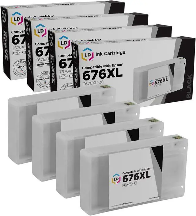 Main image of LD Products Remanufactured Ink Cartridge Replacements for Epson 676XL 676 T676XL120 High Yield (Black, 4-Pack)