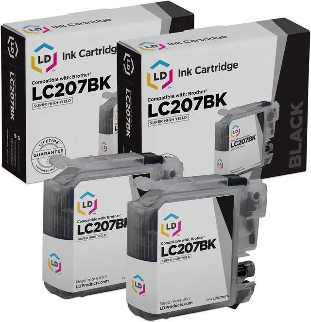 Main image of LD Products Compatible Ink Cartridge Replacement for Brother LC207BK Super High Yield (Black, 2-Pack)