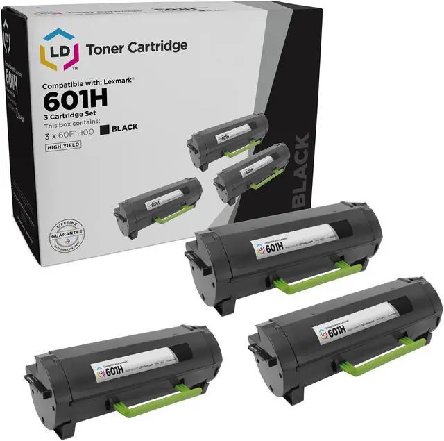 Main image of LD Products Compatible Toner Cartridge Replacement for Lexmark 601H 60F1H00 High Yield (Black, 3-Pack)