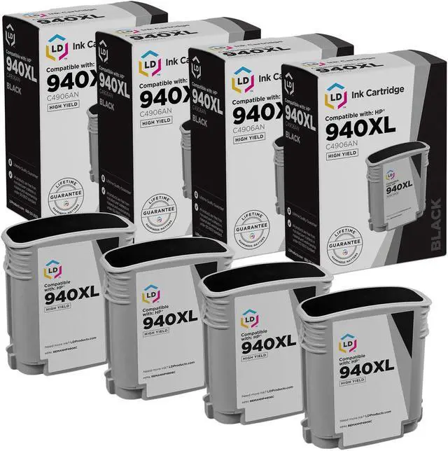 Main image of LD Products Remanufactured Ink Cartridge Replacement for HP 940XL C4906AN High Yield (Black, 4-Pack)