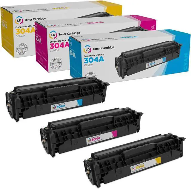 Main image of LD Products Remanufactured Toner Cartridge Replacements for HP 304A (Cyan, Magenta, Yellow 3-Pack)