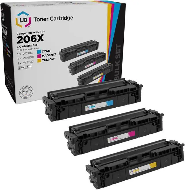 Main image of LD Products Compatible Toner Cartridge Replacements for HP 206X High Yield (Cyan, Magenta, Yellow, 3-Pack)