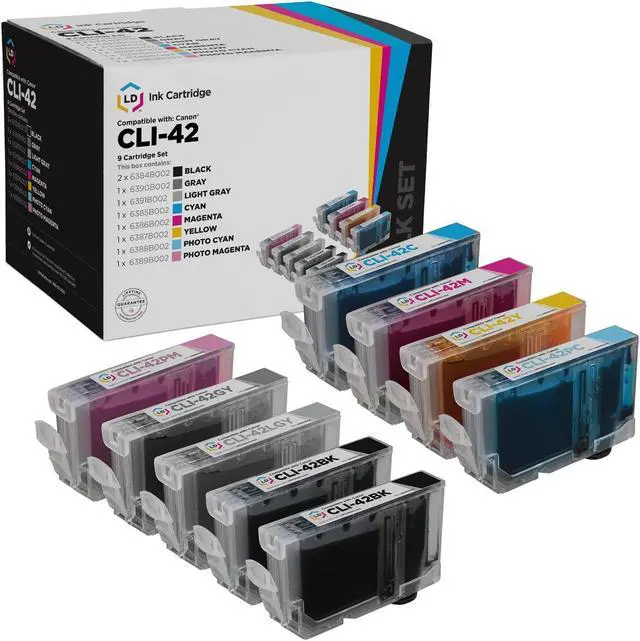 Main image of LD Products Compatible Ink Cartridge Replacement for Canon CLI-42 (2 Black, 1 Cyan, 1 Magenta, 1 Yellow, 1 Photo Cyan, 1 Photo Magenta, 1 Gray, 1 Light Gray, 9-Pack)