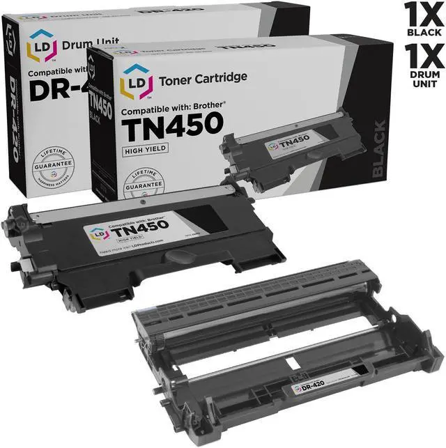 Main image of LD Products Compatible Brother Set of 2 Pack: 1 Black TN450 Cartridge / 1 DR420 Drum
