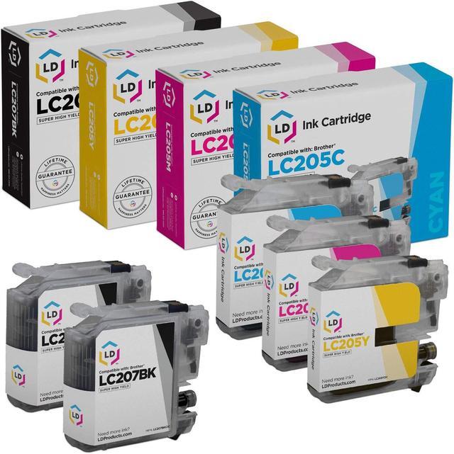 Main image of LD Compatible Ink Cartridge Replacements for Brother LC207 & LC205 Super High Yield (2 Black, 1 Cyan, 1 Magenta, 1 Yellow, 5-Pack) Compatible w MFC-J4320DW MFC-J4420DW MFC-J5520DW MFC-J5620 and more