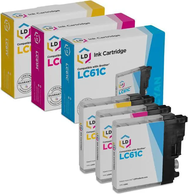 Main image of LD Products Compatible Ink Cartridge Replacement for Brother LC61 Series (Cyan, Magenta, Yellow, 3-Pack)