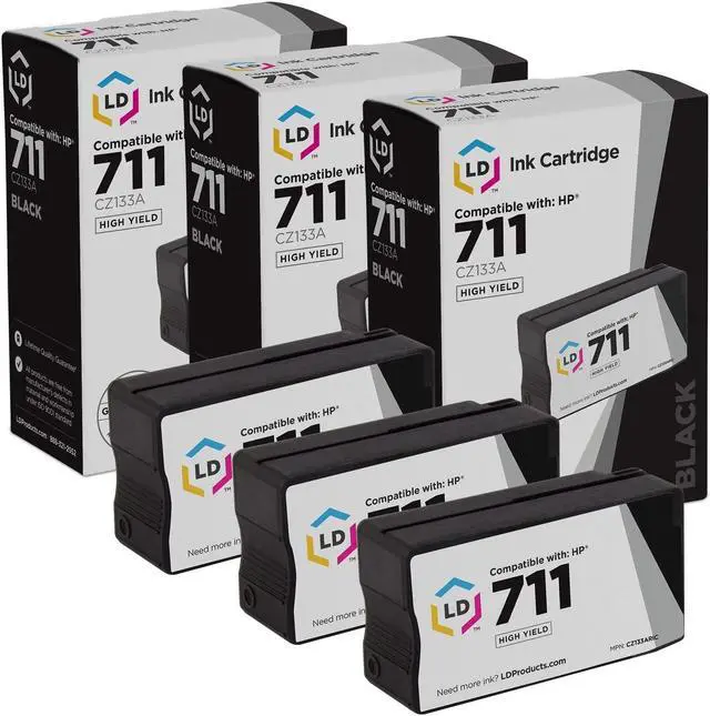 Main image of LD Products Remanufactured Ink Cartridge Replacement for HP 711 CZ133A High Yield (Black, 3-Pack)