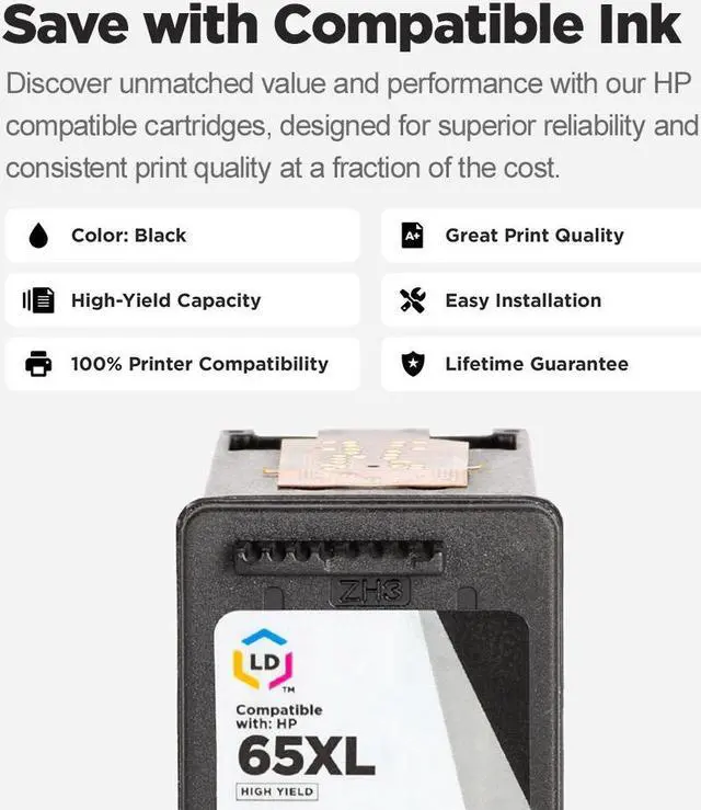 Alt view image 6 of 7 - LD Products Remanufactured Ink Cartridge Replacements for 65XL N9K04AN HP 65XL Black Ink Cartridge High Yield (Black 5-Pack)