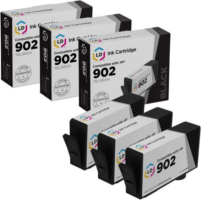 Main image of LD Products Compatible Ink Cartridge Replacements for HP 902 Ink T6L98AN Standard Yield (Black, 3-Pack)