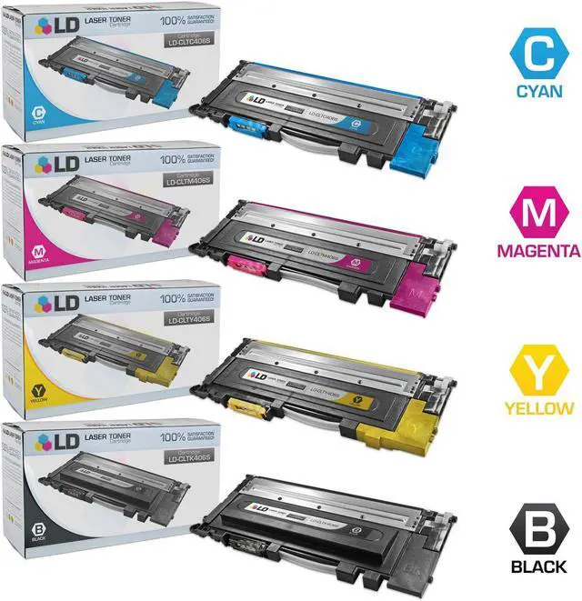 Main image of LD Compatible Toner Cartridge Replacements for Samsung CLT-406S Series (Black, Cyan, Magenta, Yellow, 4-Pack)