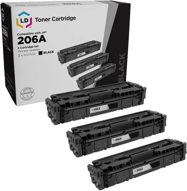 Main image of LD Products Compatible Toner Cartridge Replacement for HP 206A 206X W2110A W2110X (Black, 3-Pack)