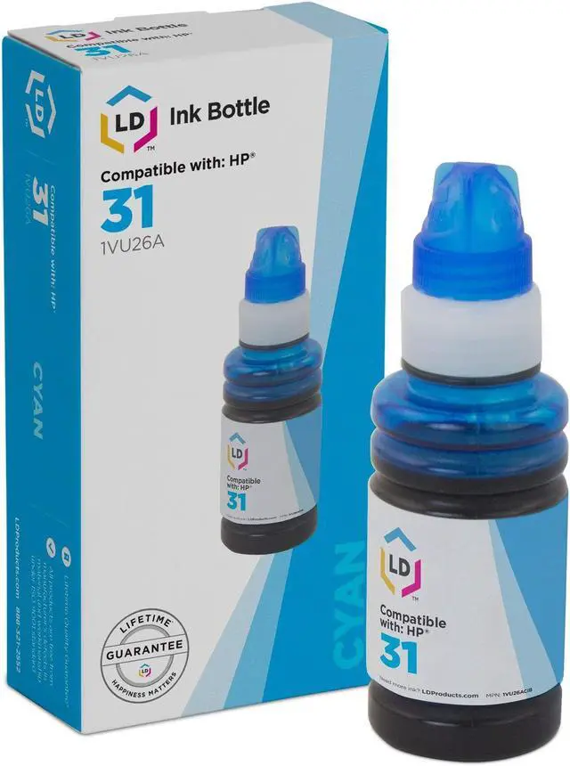Main image of LD Products Compatible Ink Bottle Replacement for HP 31 1VU26AN (Cyan)