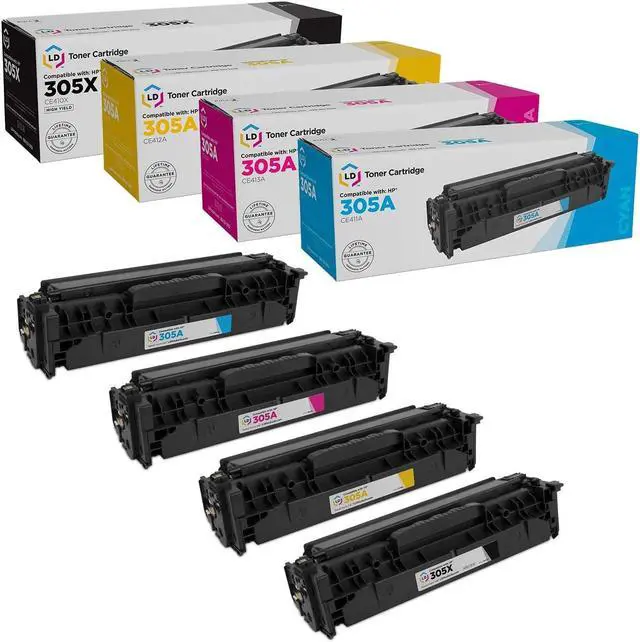 Main image of LD Products Toner Cartridge Printer Replacements for HP 305A & 305X High Yield (CE411A Black, CE411A Cyan, CE413A Magenta, CE412A Yellow, 4-Pack)