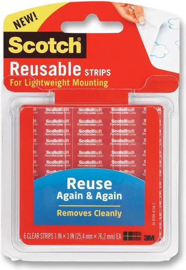 Main image of Scotch Restickable Mounting Tabs 1" x 3" Clear 6/Pack R101
