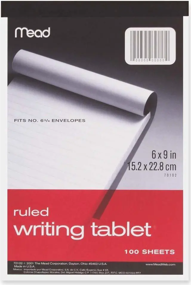 Main image of Mead Ruled Writing Tablet 6"X9"-100 Sheets