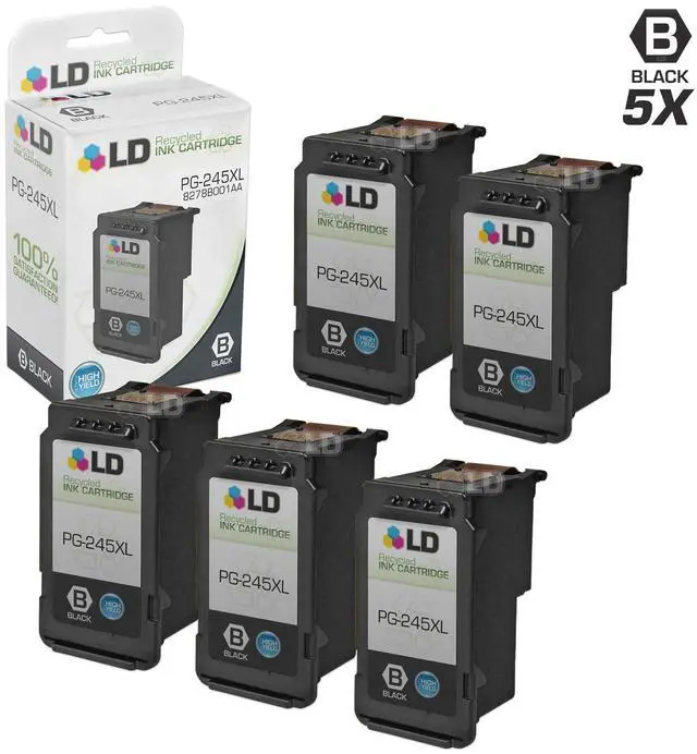 Main image of LD © Remanufactured Replacements for Canon PG-245XL / 8278B001AA 5PK HY Black Ink Cartridges for use in Canon PIXMA iP2820, MG2420, MG2520, MG2920, MG2922, MG2924, & MX492 Printers